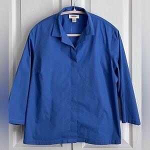 TALBOTS WOMENS BLOUSE , BLUE, FITTED, size 14